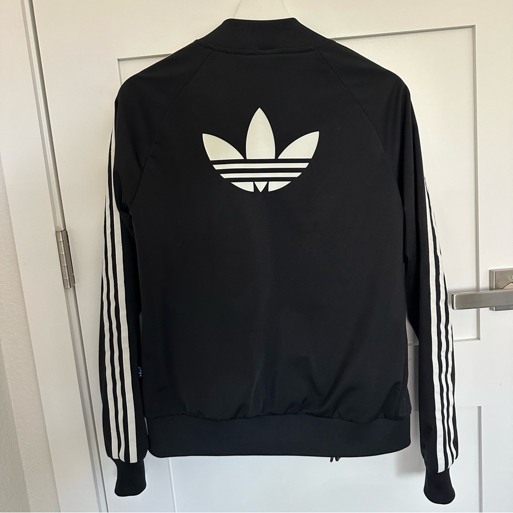 Adidas Black Track Jacket with White Stripes